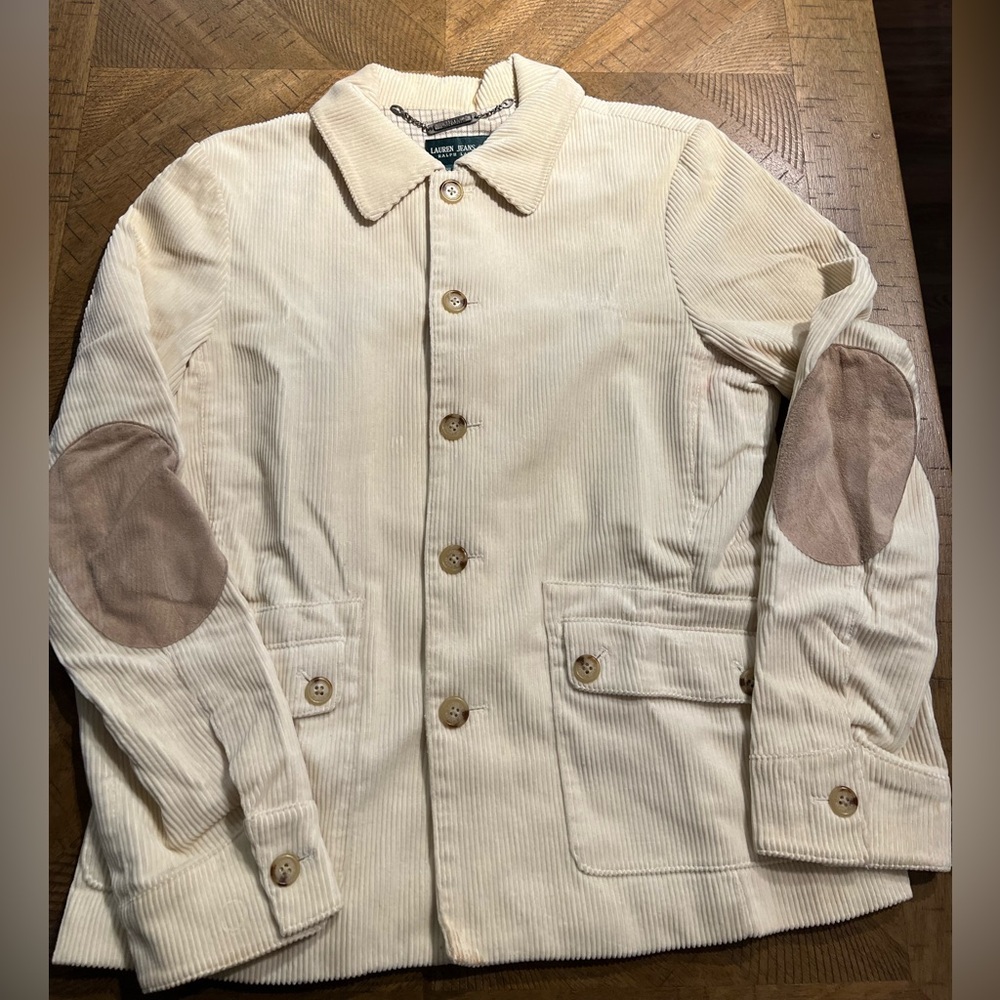 Ralph Lauren Cream Corduroy Jacket with Brown Patches